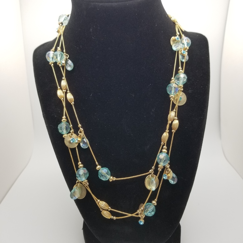 Jennifer Lopez Gold Tone Aqua chain necklace